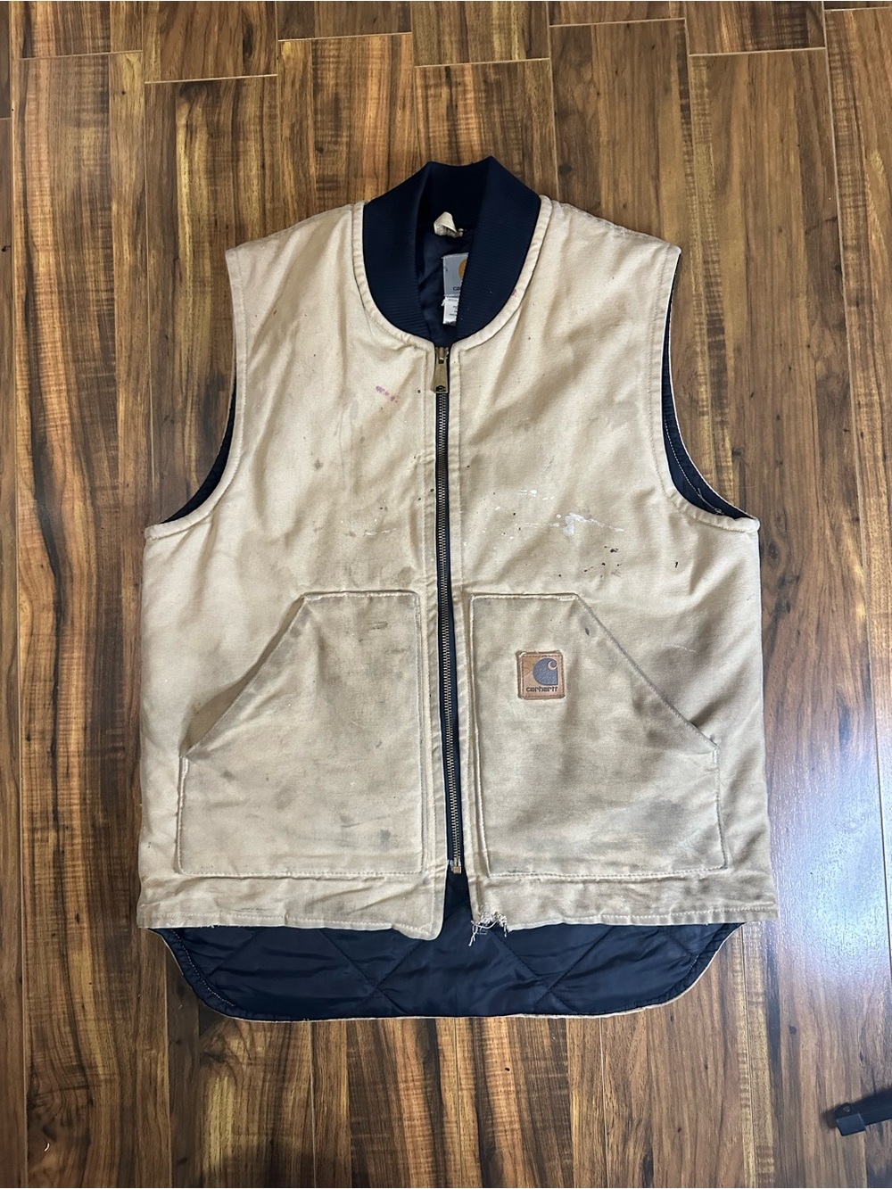Carhartt Wheat Duck Canvas Work Vest with Black Trim